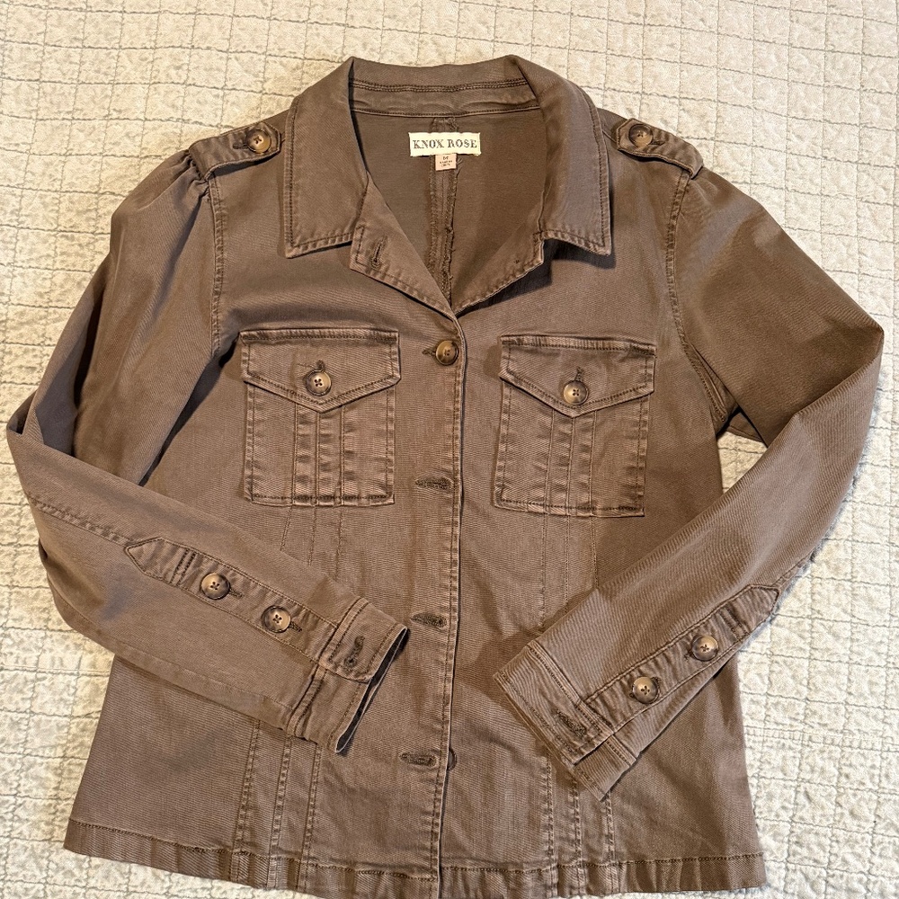 Know Rose Olive Button Down Jacket M - image 1
